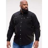 Duke Men’s Denim Shirt with Chest Pockets Cotton Long Sleeve Shirt S-8XL