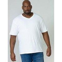 D555 T-shirt Plain V-Neck Short Sleeve Cotton Casual Mens Plus Size Signature
