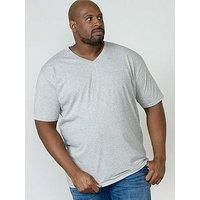 D555 Duke Mens Kingsize V Neck Plain Cotton T-Shirt Ribbed Cotton Red 2XL (Signature)