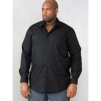 D555 Mens Long Sleeve Shirt Casual Button Up Plain Pockets Collared 2XL-8XL