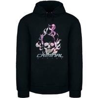 Criminal Damage Flamin Skull Mens Black Hoodie