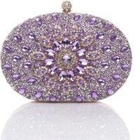 WOMENS LADIES DIAMANTE EMBELLISHED OVAL PROM CLUTCH BAG