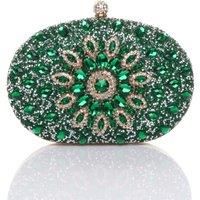 Diamante Embellished Oval Prom Clutch Bag