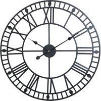 Black Metal Skeleton Clock 60cm x 60cm Material: Metal
