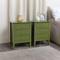 Pair of 3 Drawer Bedside Tables - Hales Green Range Material: Furniture/Furniture Ranges/Hales Range/Hales Green Range