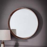 Barnard Medium Round Wall Mirror - Dark Wood