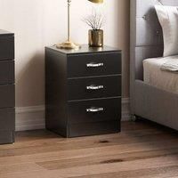 Vida Designs Riano 3 Drawer Bedside Chest, Black
