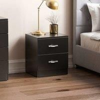 Vida Designs Riano 2 Drawer Bedside Chest, Black