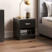 Vida Designs Riano 1 Drawer Bedside Chest, Black