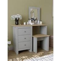 Vida Designs Arlington Dressing Table, Stool And Mirror Set - Grey