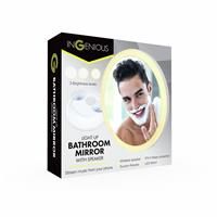 InGenious LED Light Up Bathroom Mirror & Bluetooth Speaker IPX6 Suction Vanity