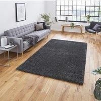 Think Rugs Sierra Dark Grey Rectangle 120 x 170cm Polypropylene Plain Shaggy 9000, Blue