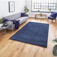 Think Rugs Sierra Dark Blue Rectangle 080 x 150cm Polypropylene Plain Shaggy 9000, Grey