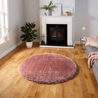 Think Rugs Montana Hand Tufted Heavy Weight Shaggy Pile Round Rug, Rose, 150 x 150 Cm