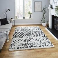 Nordic Scandi Tribal Shaggy Rug Thick Shag Berber Rugs Soft Small Large Carpet