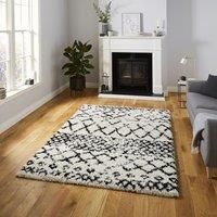 Black & White Diamond Berber Style Rug - 120 x 170cm - Think Rugs