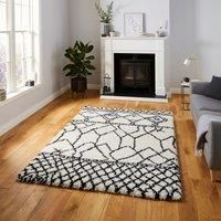 Black & White Boho Berber Style Rug - 120 x 170cm - Think Rugs