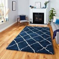 Think Rugs Scandi Berber Navy/Cream Rectangle 200 x 290cm Polypropylene Berber G257, Cream