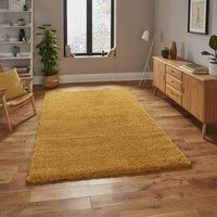 Think Rugs Sierra Yellow Half Moon 070 x 140cm Polypropylene Plain Shaggy 9000, Yellow
