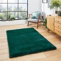Think Rugs Super Teddy Jewel Green Rectangle 120 x 170cm Polyester Plain Shaggy, Black