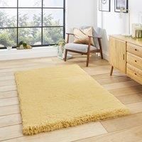 Think Rugs Super Teddy Mustard Rectangle 120 x 170cm Polyester Plain Shaggy, Yellow
