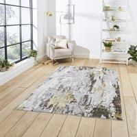 Think Rugs Apollo Grey/Gold Rectangle 120 x 170cm Polypropylene Modern Abstract GR580, Grey