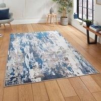 Think Rugs Apollo Grey/Navy Rectangle 080 x 150cm Polypropylene Modern Abstract GR580, Grey