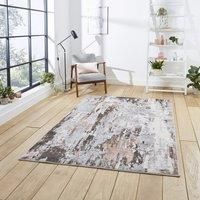 Think Rugs Apollo Grey/Rose Rectangle 080 x 150cm Polypropylene Modern Abstract GR580, Grey
