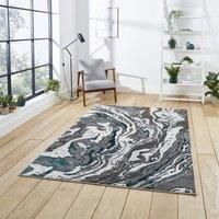 Think Rugs Apollo Grey/Green Rectangle 080 x 150cm Polypropylene Modern Abstract GR584, Grey