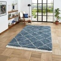 Think Rugs Scandi Berber White/Black Rectangle 80 x 150cm Polypropylene Berber G271, Blue