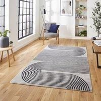 Think Rugs Apollo Grey/Navy Rectangle 120 x 170cm Polypropylene Modern Linear 2683, Grey