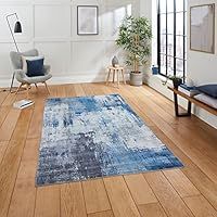 Think Rugs Rio G5536 Digital Print Flat Weave Rug, Grey/Blue, 120 x 170 Cm