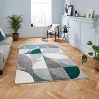 Think Rugs Matrix MT63 Hand Carved High Density Pile Rug, Grey/Green, 120 x 170 Cm