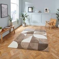 Think Rugs Matrix MT63 Hand Carved High Density Pile Rug, Beige/Brown, 80 x 150 Cm
