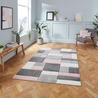 Think Rugs Matrix MT61 Hand Carved High Density Pile Rug, Grey/Rose, 120 x 170 Cm
