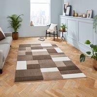 Think Rugs Matrix MT61 Hand Carved High Density Pile Rug, Beige/Brown, 160 x 220 Cm