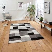 Think Rugs Matrix MT61 Hand Carved High Density Pile Rug, Grey/Black, 120 x 170 Cm