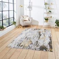 Think Rugs Apollo Grey/Gold Rectangle 200 x 290cm Polypropylene Modern Abstract GR580, Grey