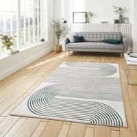 Think Rugs Apollo Grey/Green Rectangle 080 x 150cm Polypropylene Modern Linear 2683, Grey