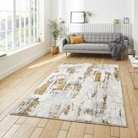 Think Rugs Apollo Grey/Gold Rectangle 080 x 150cm Polypropylene Modern Abstract GR579, Grey
