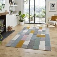 Quality Grey Carpet Large Modern Geometric Blocks Box Thick Hallway Runner Rugs