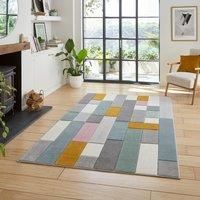 Quality Grey Carpet Large Modern Geometric Blocks Box Thick Hallway Runner Rugs