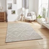 Think Rugs Geneva Silver Rectangle 160 x 230cm Polypropylene Berber 62788, Grey