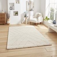 Think Rugs Ideal Shaggy Cream Rectangle 160 x 230cm Polypropylene Berber 80362, Brown
