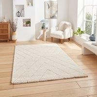 Think Rugs Ideal Shaggy Cream Rectangle 200 x 290cm Polypropylene Berber 80362, Brown