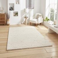 Think Rugs Ideal Shaggy Cream Rectangle 160 x 230cm Polypropylene Berber 80260, Purple
