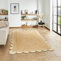 Think Rugs Savannah Jute Brown Rectangle 160 x 230cm Jute Natural Scallop, Brown