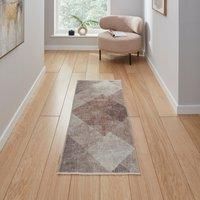 Think Rugs Whisper Beige/Brown Runner 060 x 170cm Polyester Modern H1065, Grey