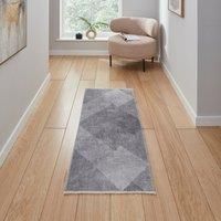 Think Rugs Whisper Grey Runner 060 x 170cm Polyester Modern H1065, Grey