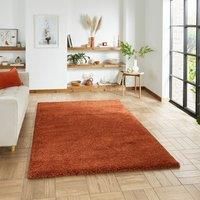 Think Rugs Sierra Terracotta Rectangle 080 x 150cm Polypropylene Plain Shaggy 9000, Brown